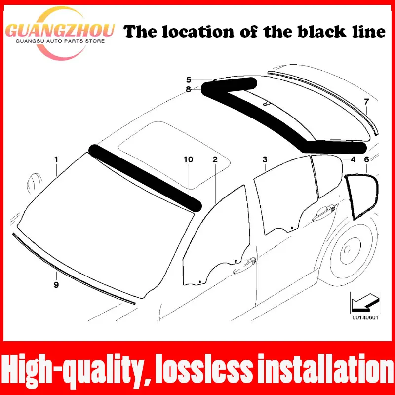 Suitable for BMW 3 Series E90 90 316d 318d 320d 325d 323i 325i 328i Modified Front and Rear Windshield Rubber Strips 51317061970