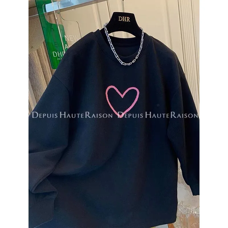 Spring Basic Loose Casual O-neck Long Sleeve Sweatshirts Women Fashion Printing Young Style Tops Office Lady Vintage Pullovers