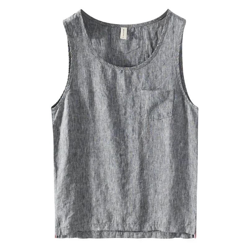 

Linen Tank Top Men's Summer Thin Loose Cotton Linen Clothes Sleeveless Round Neck T-shirt Wearing Casual Vest Sweetheart