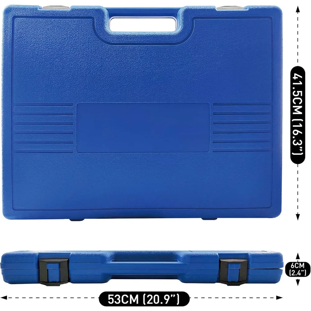 مجموعة مقابس تأثير المحرك 70 قطعة 1/2 بوصة، فولاذ Cr-V، SAE & Metric، مقابس قياسية/عميقة مع 72 مقبض بسقاطة للأسنان، شريط تمديد