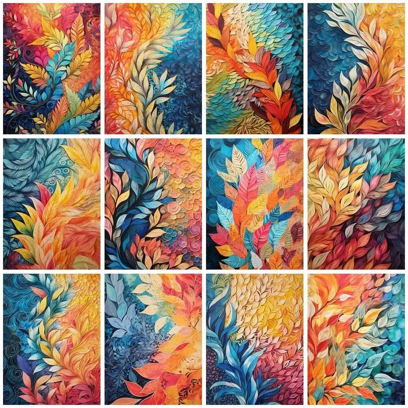 

GATYZTORY Paint By Numbers Pictures Colorful Leaves Painting By Numbers On Canvas Handicraft Kit Diy Gift Set