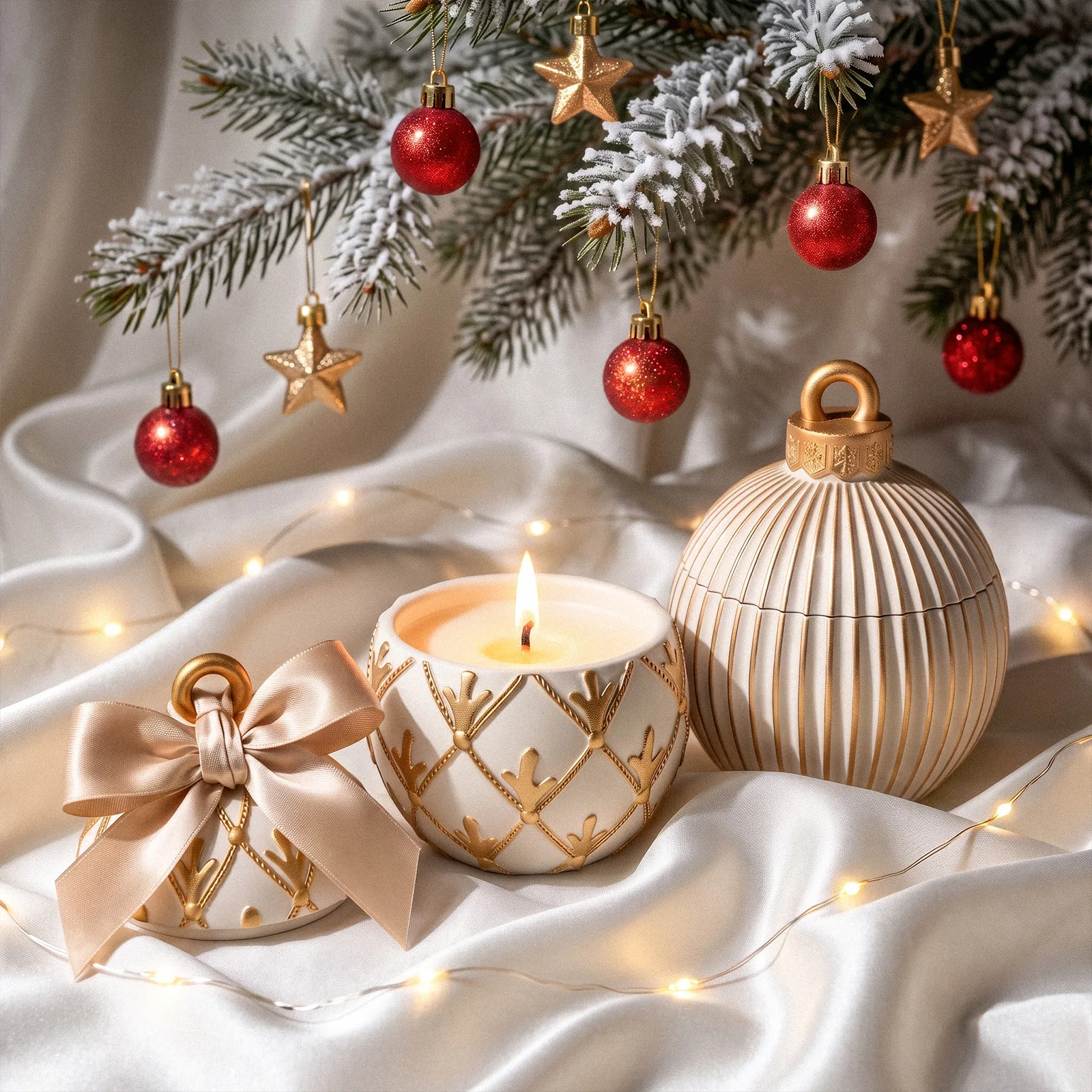 Sparkling Night Christmas Bauble Candle Jar Silicone Molds for Concrete Gypsum Jesmonite