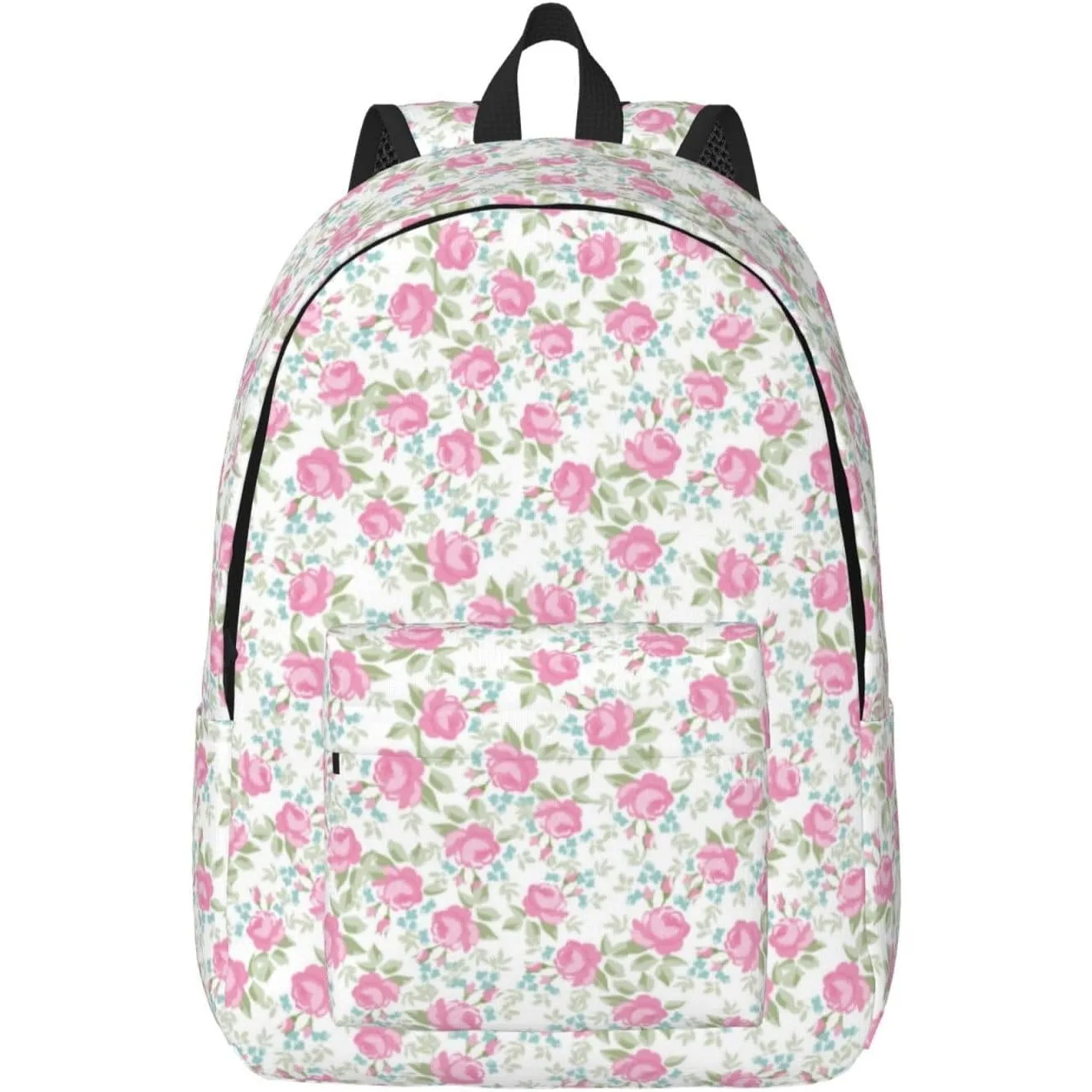 

Travel Laptop Backpack - Pink floral Computer Canvas Backpack Bag with Adjustable Straps