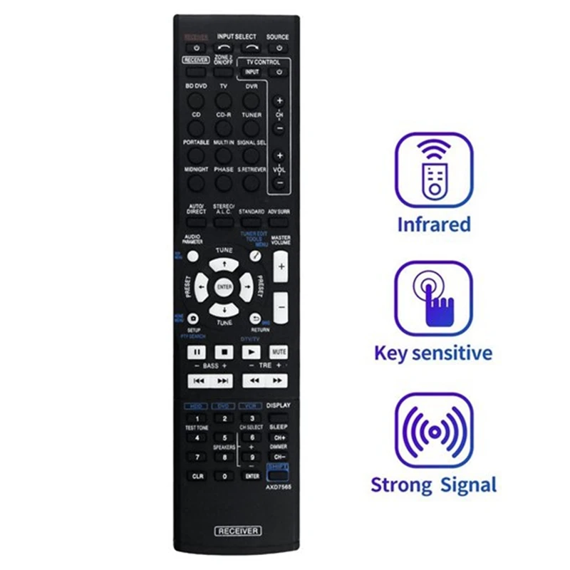 AXD7565 Remote For Pioneer VSX-324-K AXD7565 VSX-819H VSX-828-S VSX-921 Home Theater Audio Video Receiver System Easy Install