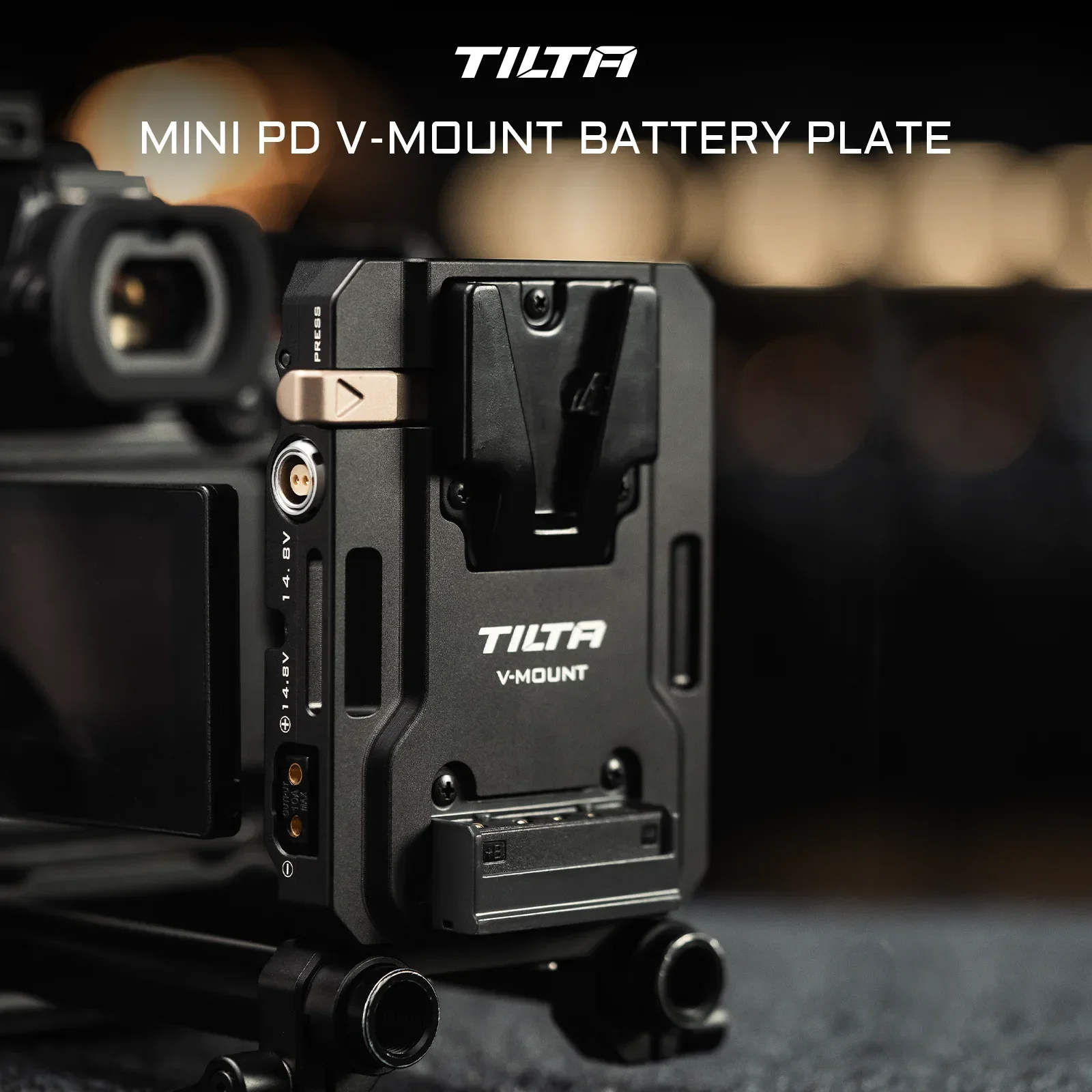 TILTA TA-BTP4-V-B Mini PD V Mount Battery Plate with USB-C P-Tap and 2-Pin Lemo V-shaped Buckle Universal Accessories