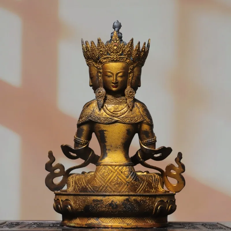 Tibetan Buddhism Four-Face Amitayus Buddha Statue Buddhist Longevity Buddha Mahavairocana Religious Altar Decor