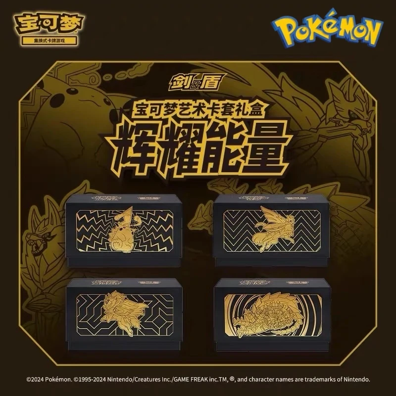 Hot Genuine Pokemon Card Glow Energy Ptcg Nine Colors Gathering Card Holder Simplified Chinese Gift Box Anime Game Trading Cards