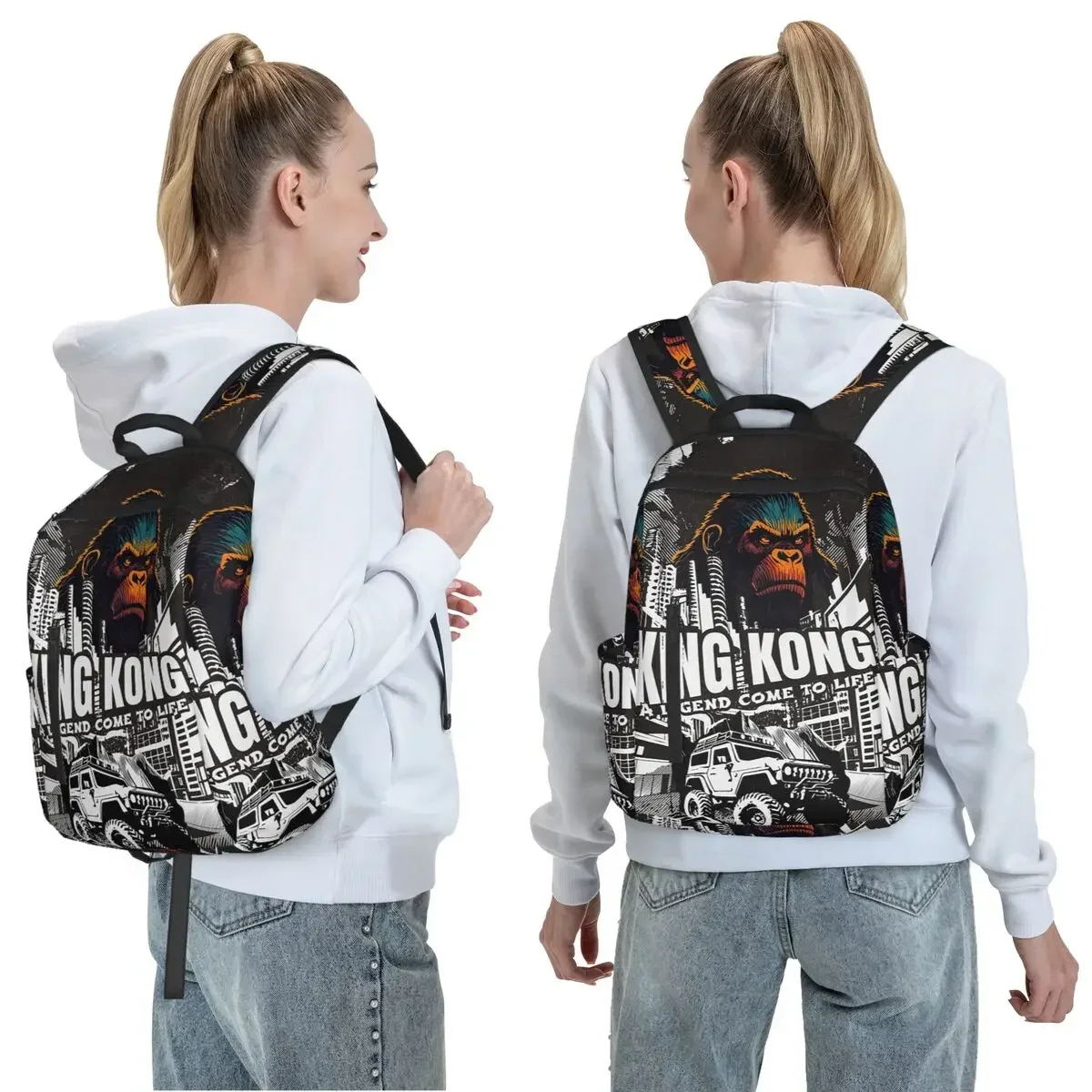 Custom Bag King Kong - A Legend Backpack Daypack Large Capacity Boys Girls BookBag School Bag Shoulder Bags For Men Women
