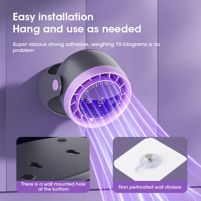 High-Speed Desktop Fan 100 Speed Adjustable Wall-Mounted Digital Display Turbine Air Circulation Fan with Charging Function