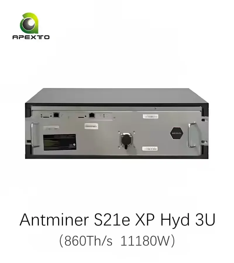 

HOT SELLING Bitmain Antminer S21e XP Hyd 3U 860Th/s 11180W Bitcoin Hydro Cooling Miner - PSU Included