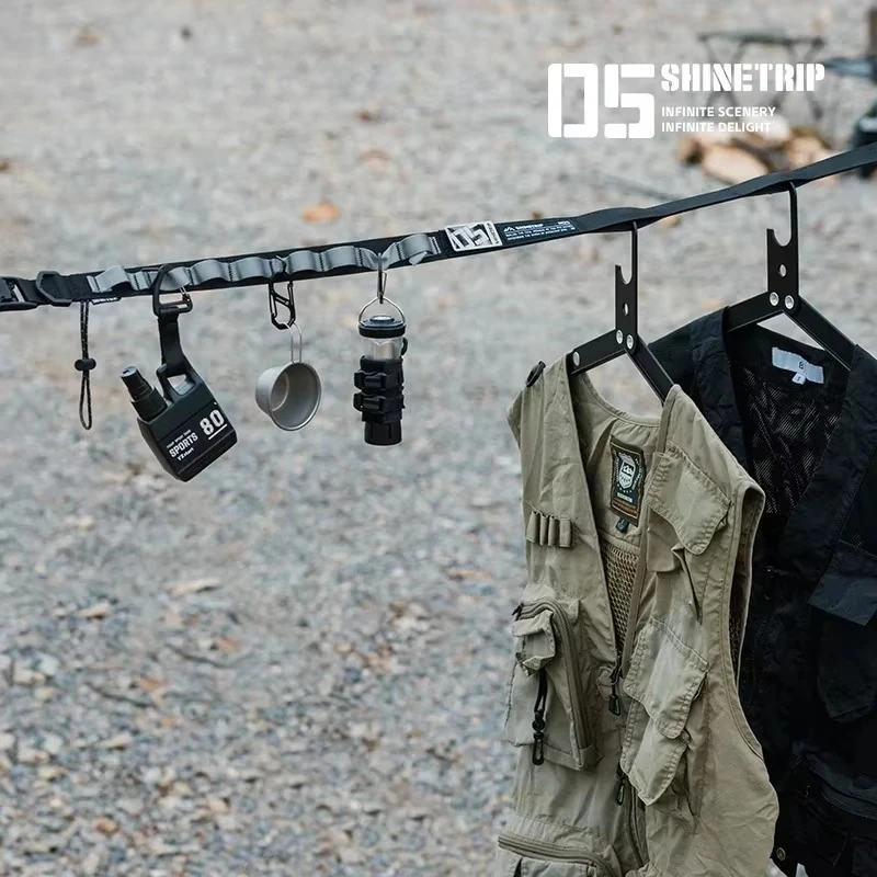 Cordão de varal com gancho de pressão ajustável, acessório multifuncional para acampamento ao ar livre com corda suspensa para equipamento de caminhada