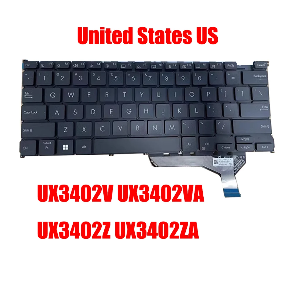 

Клавиатура США для ноутбука ASUS ZENBOOK 14 OLED UX3402V UX3402VA UX3402Z UX3402ZA 9Z.NKGBN.501 NSK-UA75BN HQ21018693007 с подсветкой
