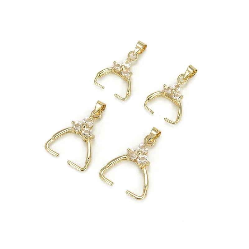 10Pcs Cubic Zircon Pinch Bails Brass Pinch Charm Clip Bail Clasp Pendant Connector Bale For Diy Necklace Jewelry Making Findings