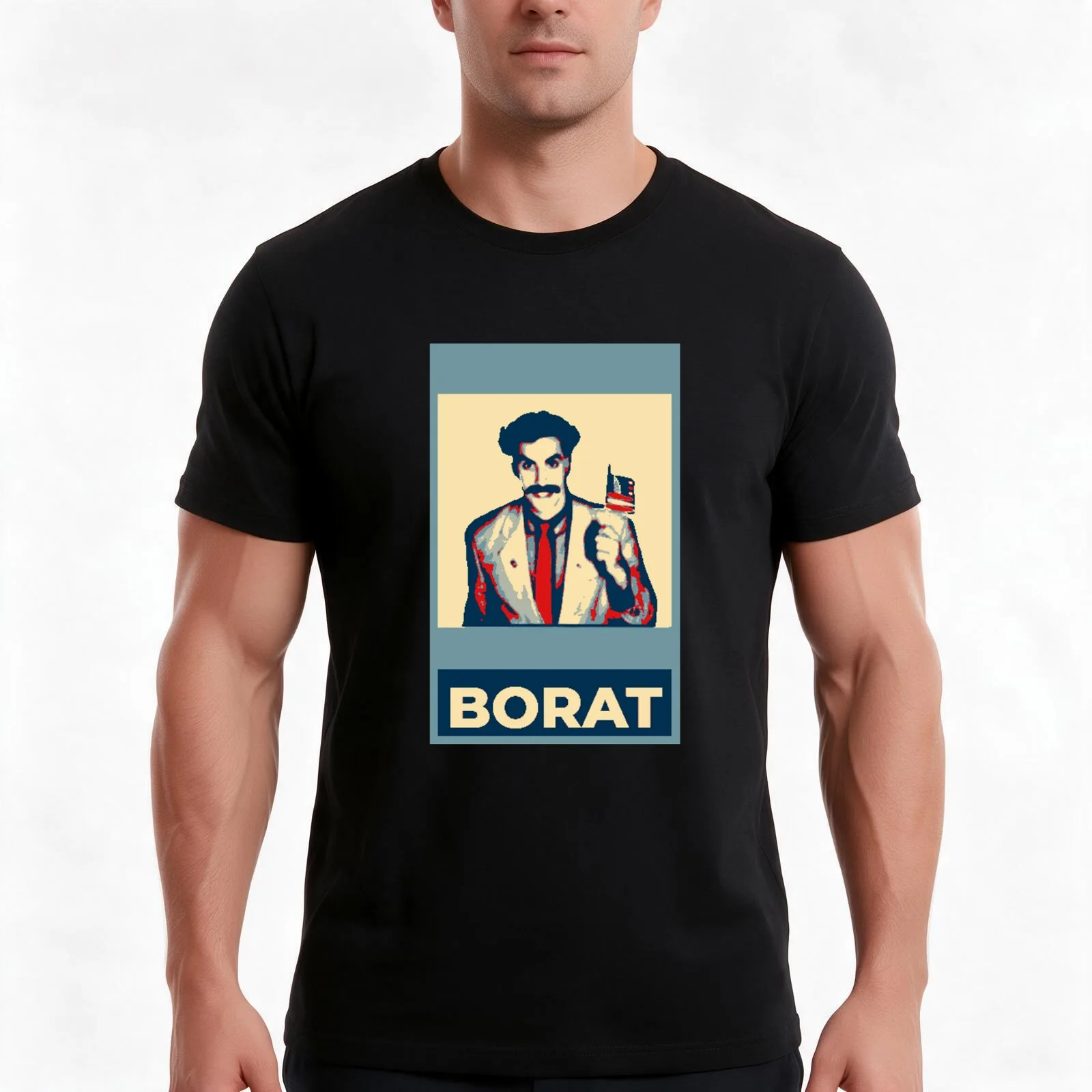 Borat for President T-Shirt, Summer Casual Cotton Tee, Oversized Streetwear Tops, Vintage Graphic Print, Loose Fit Short Sleeve