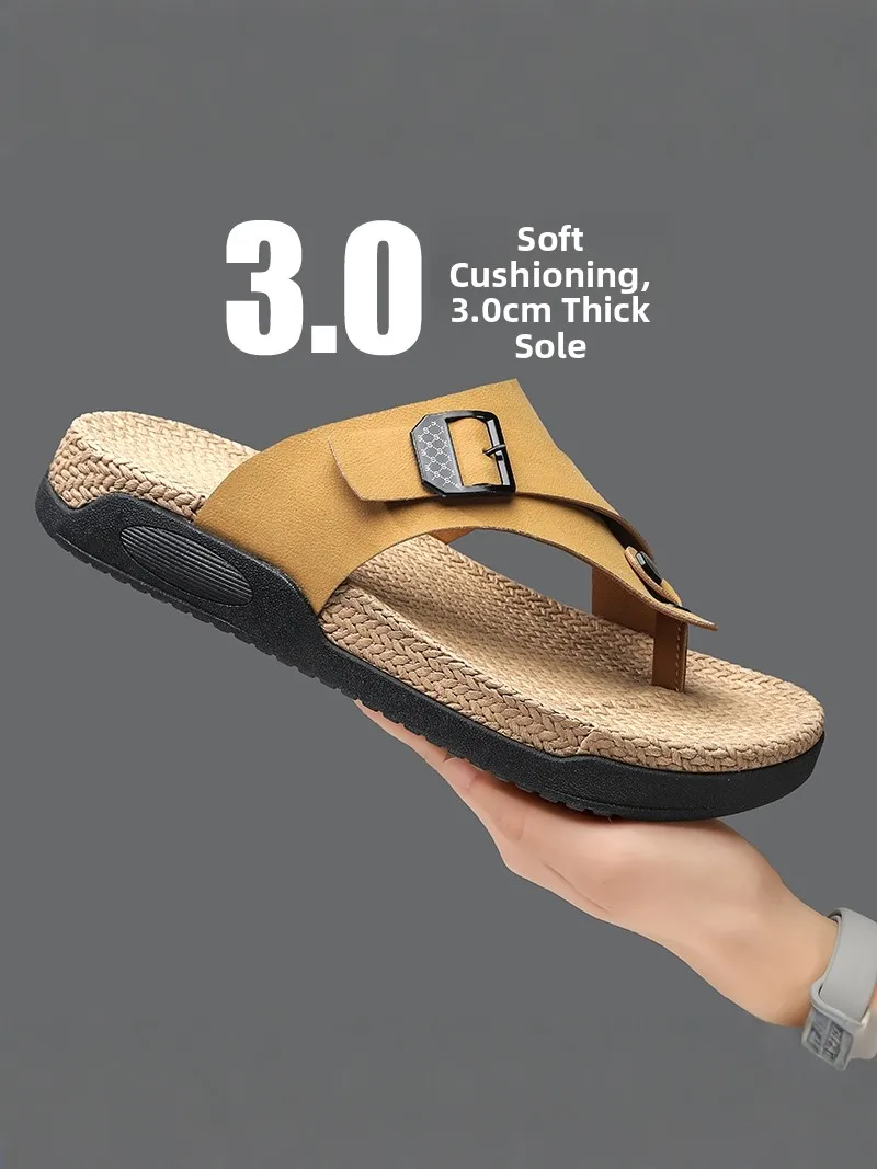 Casual Breathable Men's Sandals Anti-Slip Wear-Resistant Indoor Outdoor Slip-On Thong Slippers Comfortable Home Feeling