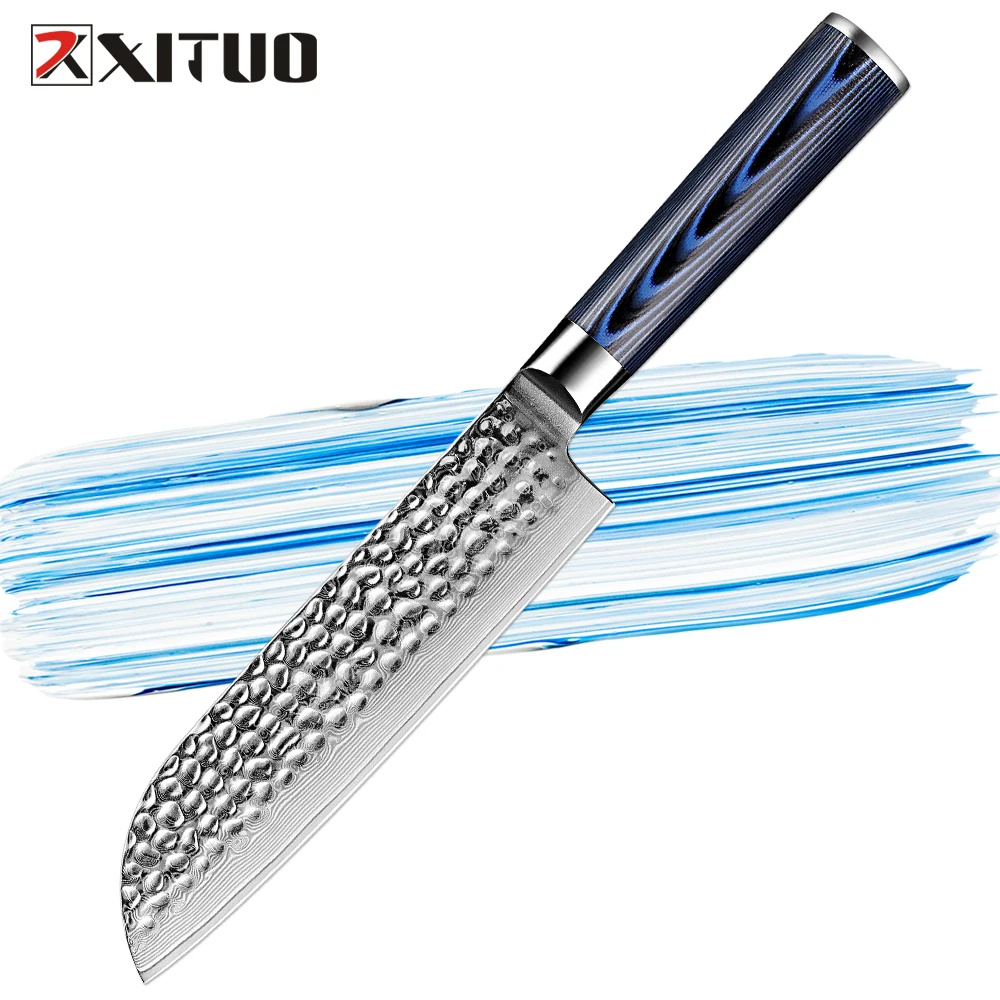 Damascus Santoku Knife 7 Inch Kitchen Knife Ultra Sharp Japanese VG10 67 Layers Steel Chef Knife High Carbon Meat Fruit Knife