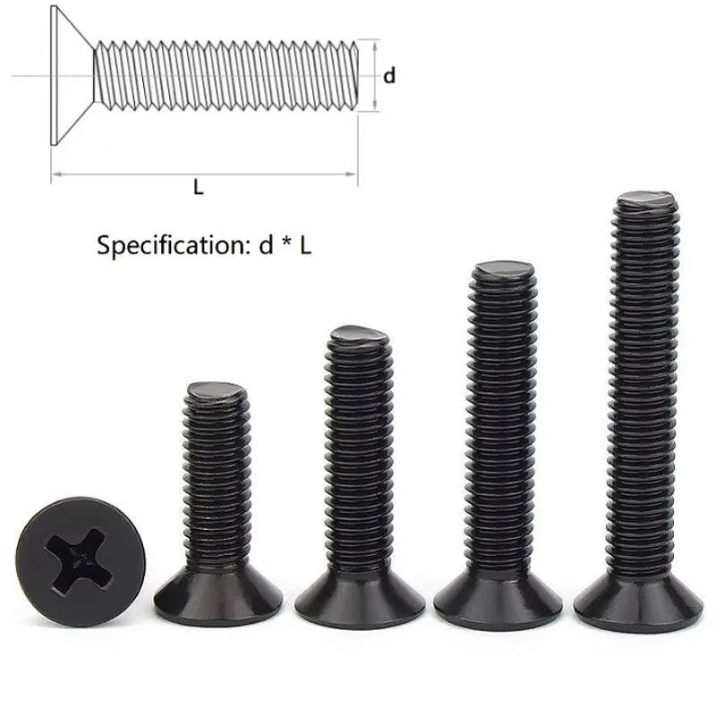 M1.2 M2 M2.5 M3 M4 Black Carbon Steel KM Screw Flat Head Cross Phillips Screw Laptop Notebook Screw Set Kit For Computer Screws