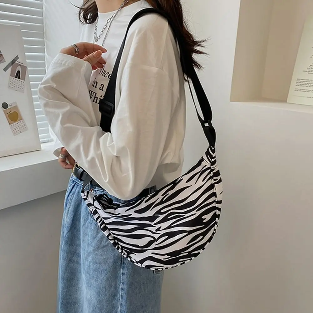 Leopard Print Underarm Bag Dumpling Shape Shoulder Bag Korean Tote Bag Women Cow Stripe Half Moon Large Capacity Handbags Gifts