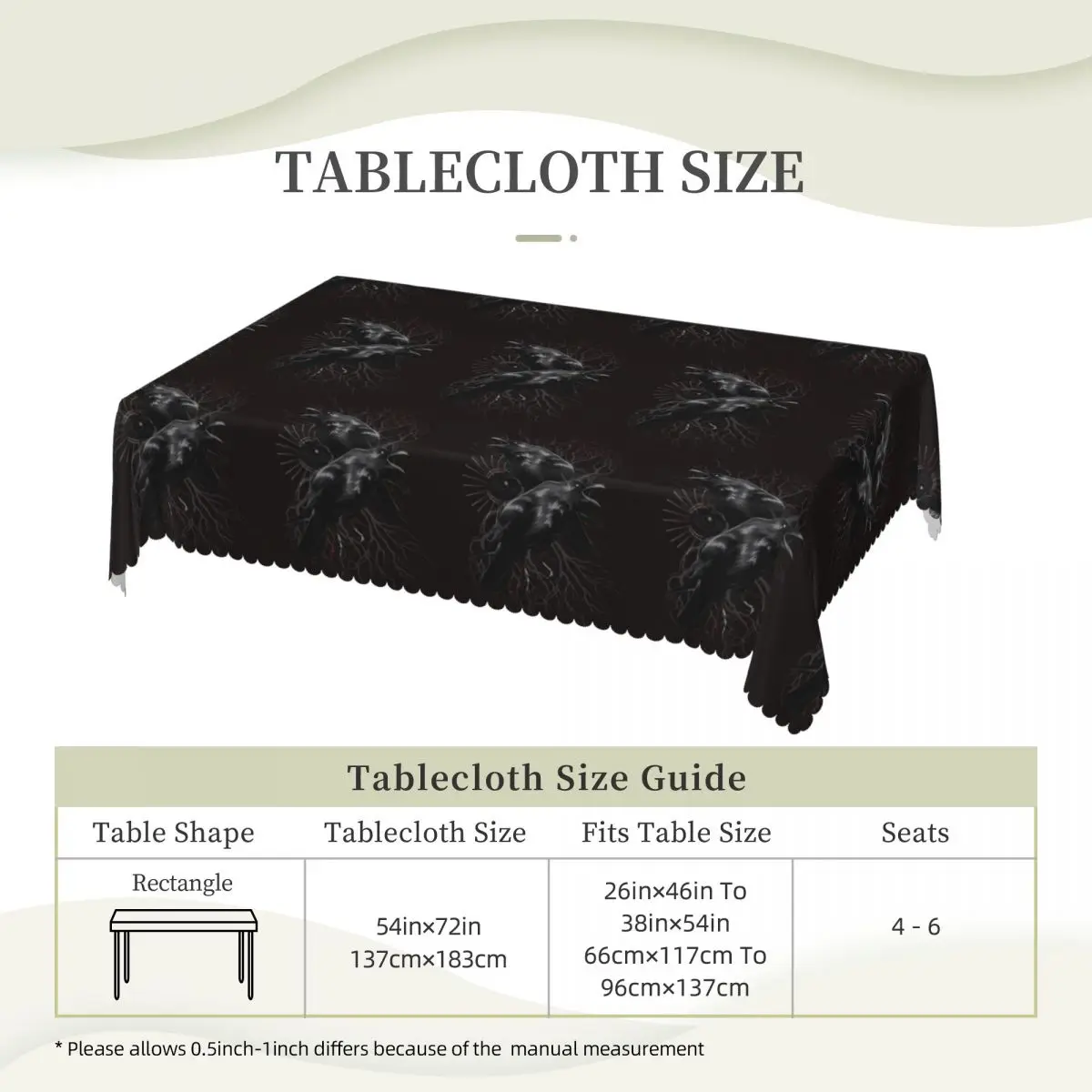 Odin's Yggdrasil Raven Of Wisdom Tablecloth Restaurant Kitchen Rectangular Tablecloth Festival Party Outdoor Dining Table Cover