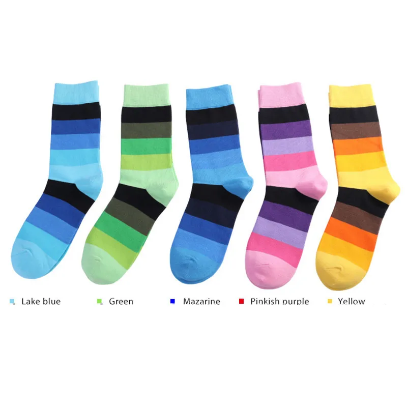 5 Pairs Large Big Size EU 46,47,48 Men's Happy Colorful Striped Plus Size Socks Harajuku Combed Cotton Sock Male Christmas Gift