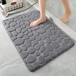 Mat Non-slip Carpets Cobblestone Embossed Bathroom Bath In Wash Basin Bathtub Side Floor Rug Shower Room Doormat Memory Foam