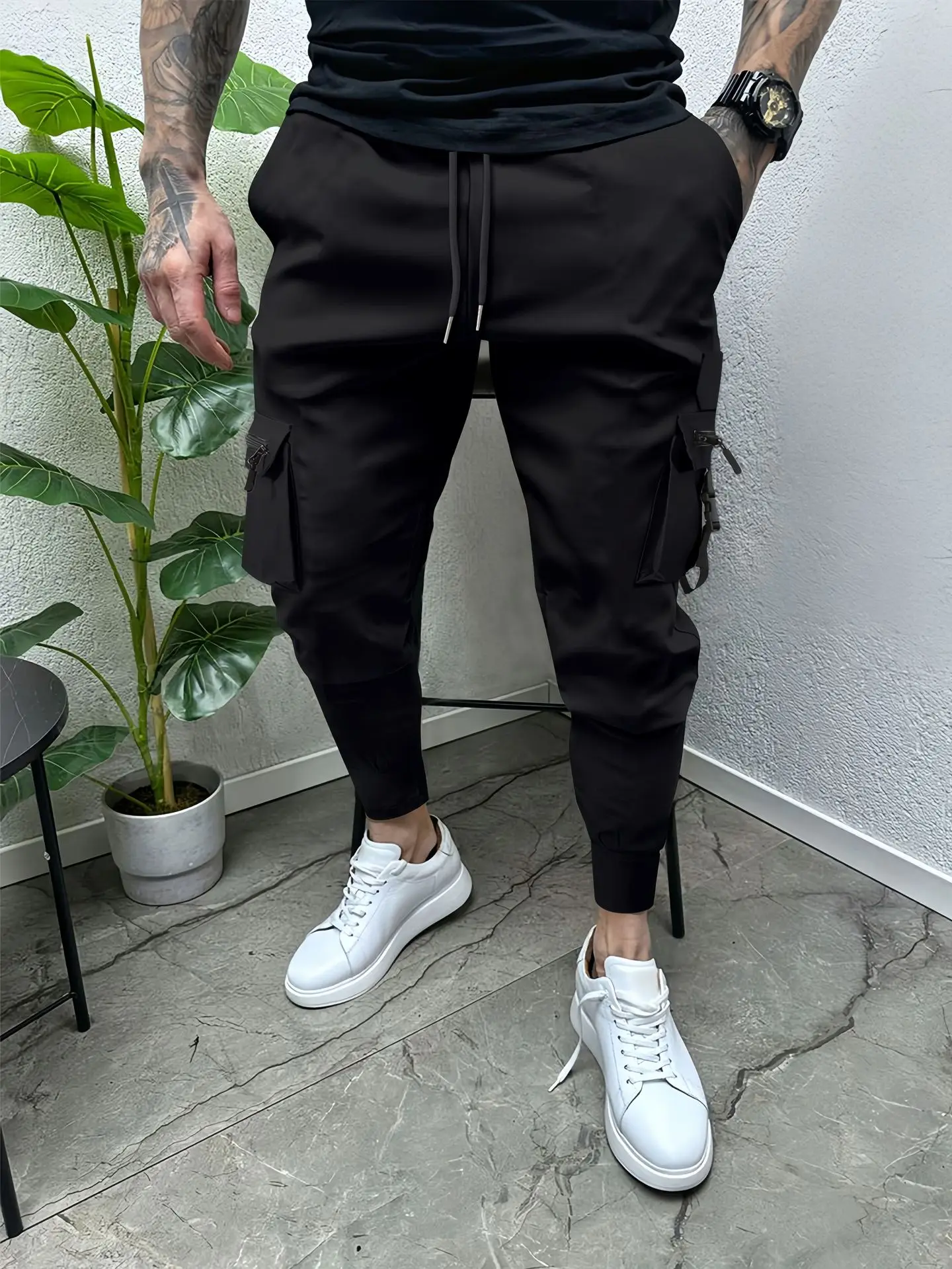 Spring and Autumn men ebay casual multi-pocket slim foot overalls Fashion high street anti-wrinkle outdoor sports trend pants