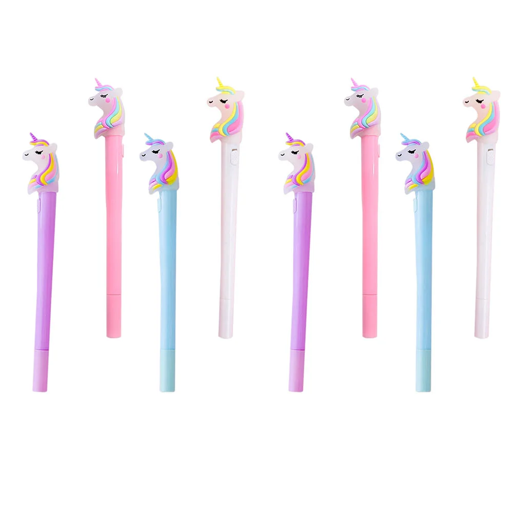 8 Pcs Light Pen Gel School Stationery Fountain Signature Plastic Cartoon Pens