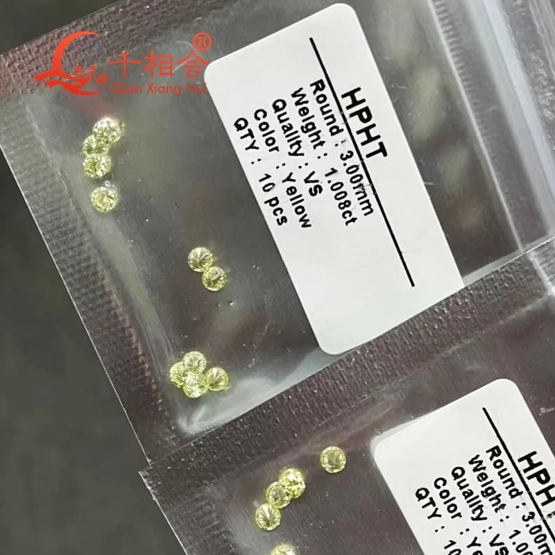 

3mm vivd yellow HPHT lab grown diamond round shape loose stone with certificate