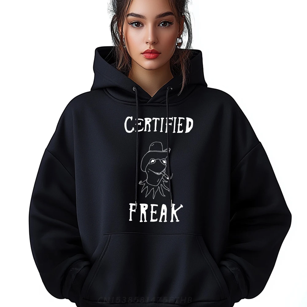 

Classic Men Hoodies Certified Freak Frog Meme Casual Hoodies O-Neck Long Sleeve Graphic Hoodies Christmas