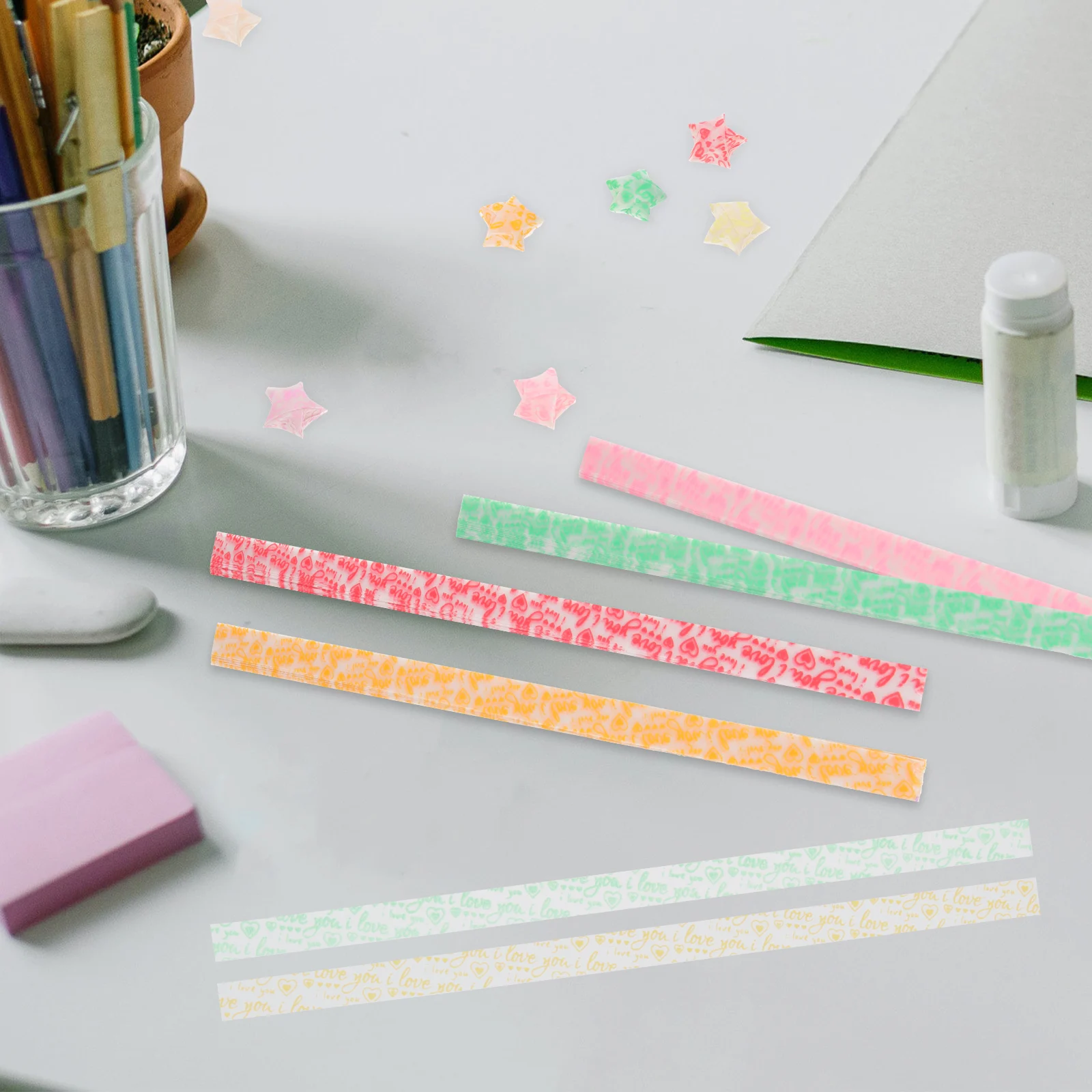 

200pcs Glow Glow Star Paper Origami Stars Luminous Paper DIY Craft Strips Kids Activities Decorative Handmade Projects