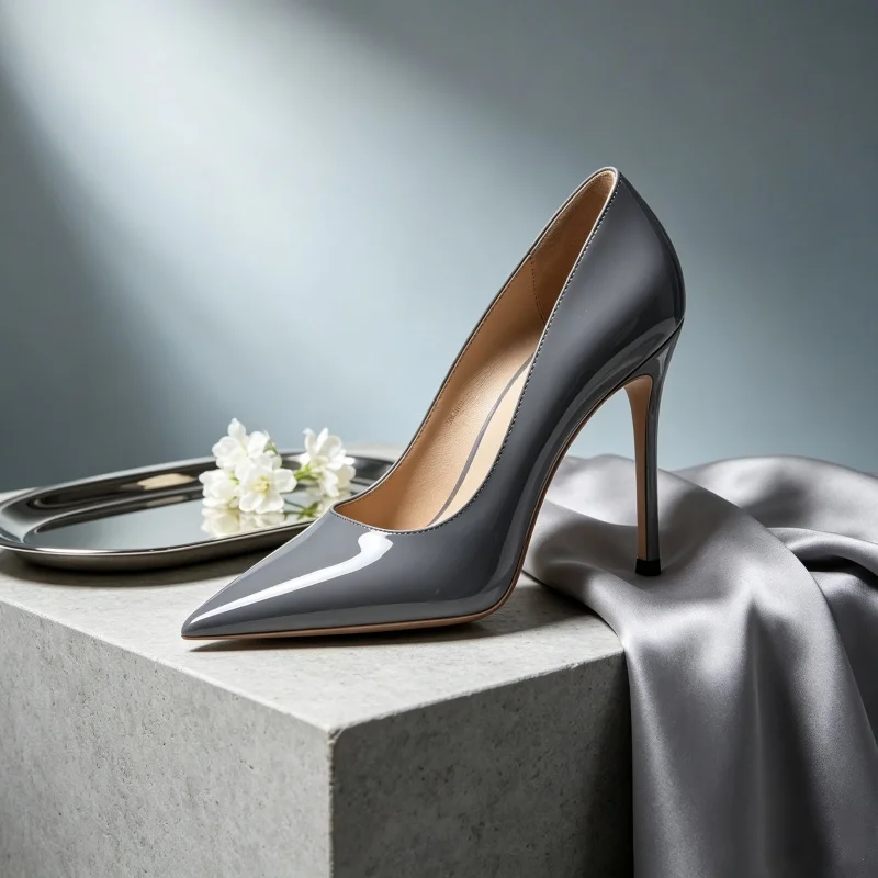 Yuejinlong Sexy Professional Ladies Single Shoes Patent Leather Pointed Head Shallow Mouth High Thin Heel Daily Pumps