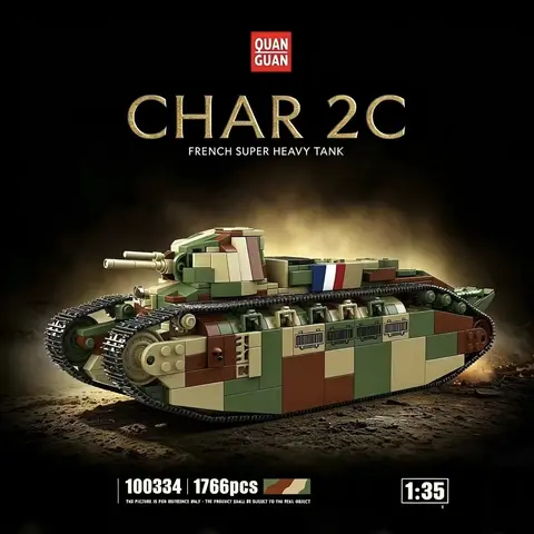 QuanGuan Char 2C Super Heavy Tank Building Blocks,1766Pcs Model With Exquisite Minifigures,DIY Bricks Toy for Military Fans