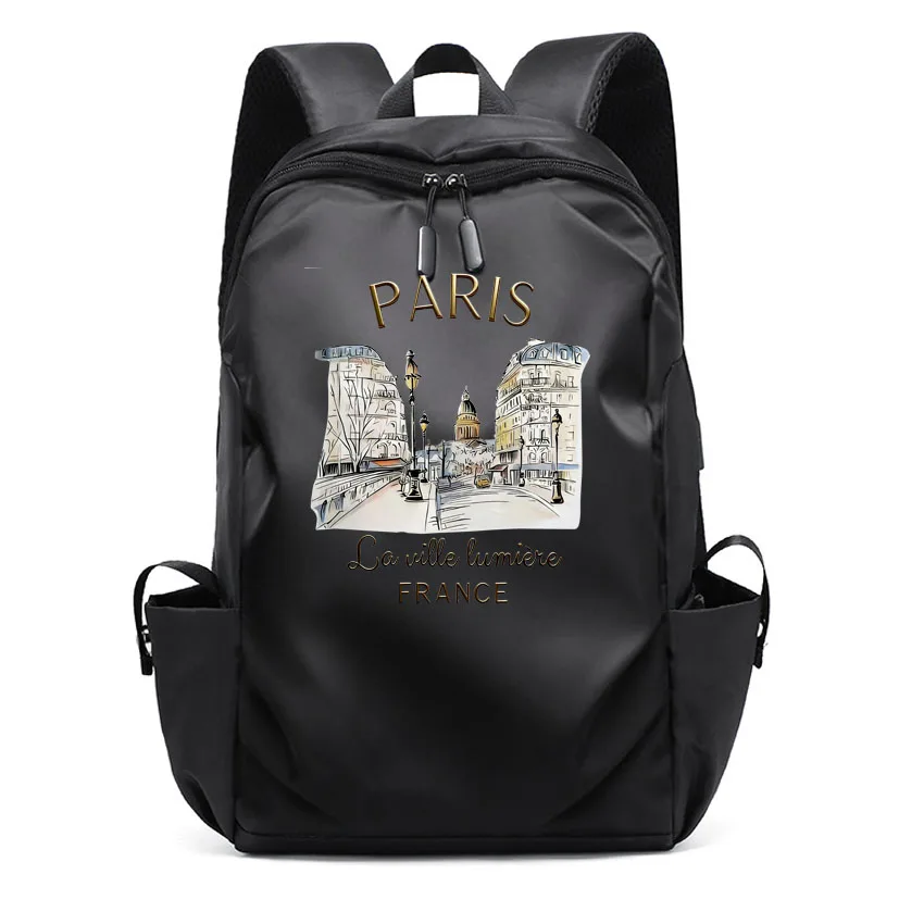 

Waterproof Men's Business Laptop Backpack 90s T Shirt Paris College School Backpack for Boy Girl Book Bags Paris Print Rucksack