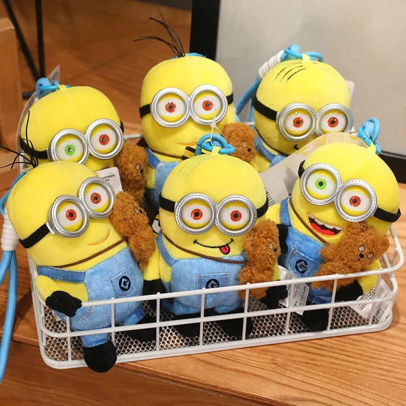 Original Minion Plush Toy Bob and Tim Bear Doll Lovely Bag Pendant Key Chain Kevin Dave Plushies Cartoon Gifts High Quality