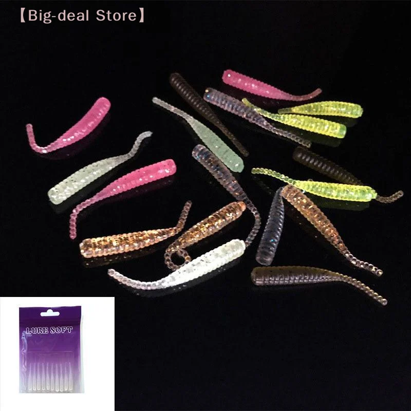 【M】10 PCS Wobblers Mini Fishing Soft Lures Rubber Soft Baits 3.5cm 0.3g Soft Worm Artificial Baits Bass PVC Fish