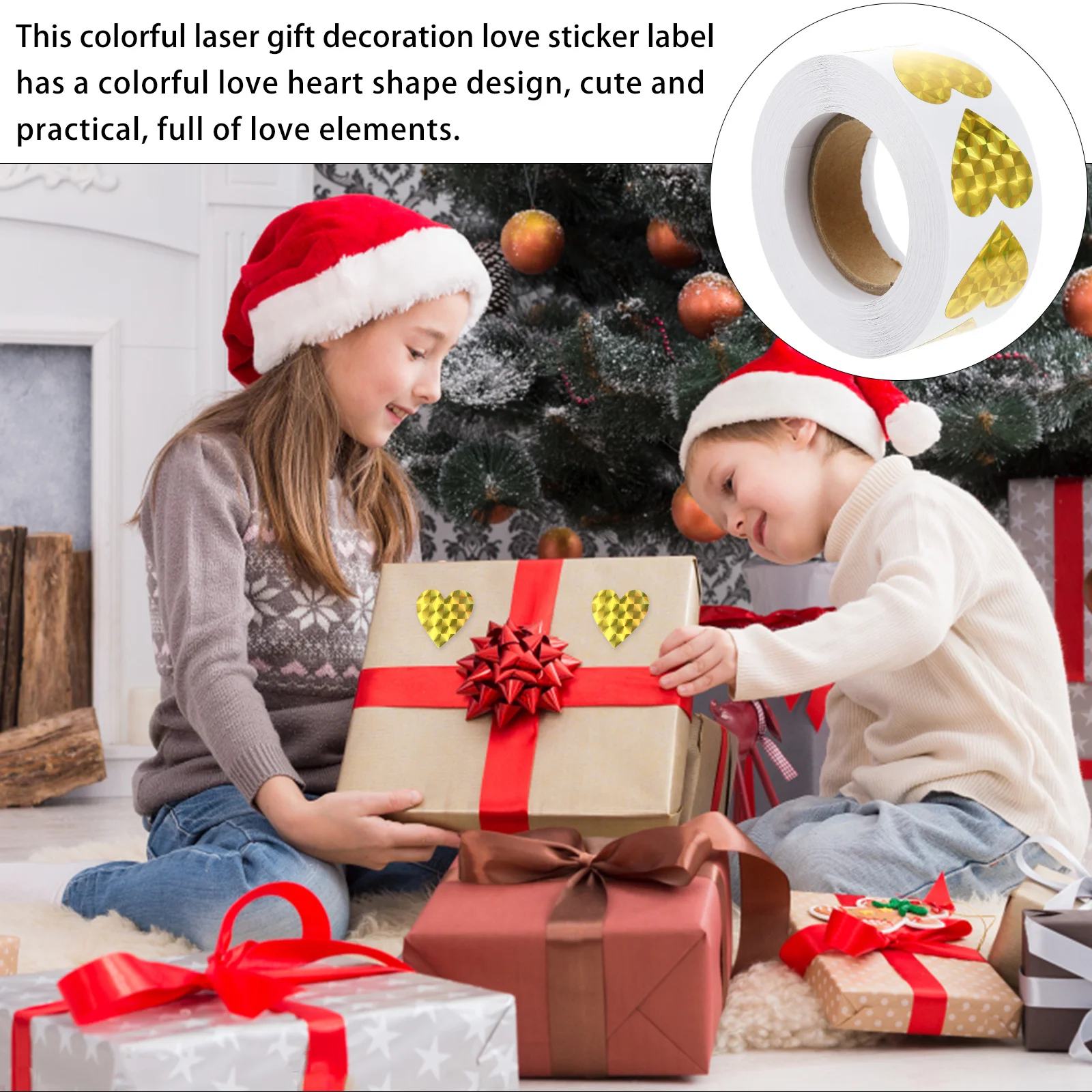 

1 рулон блестящих наклеек в форме сердца, водонепроницаемые клейкие уплотнительные этикетки для рукоделия, вечеринки, упаковки, декор, клейкая этикетка, наклейка