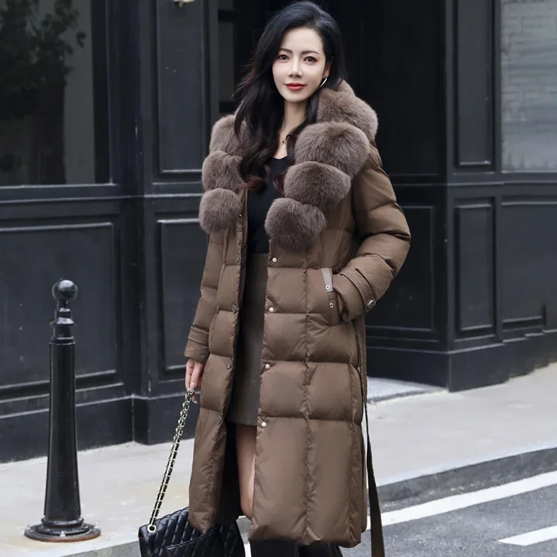 Winter Fashion New Women's Down Jacket Commuting Slim Fit Fur Collar Down Jacket
