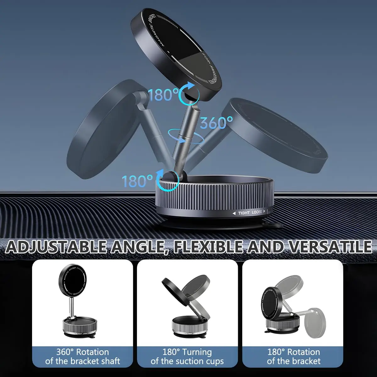 

NEW 360° Rotating Car Suction Cup Phone Holder Magnetic Holder Black Tech Adsorption Universal Smart Car Phone Holder