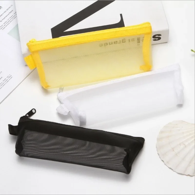 Transparent Mesh Large-capacity Cute Storage Pencil Case for Student School Stationery