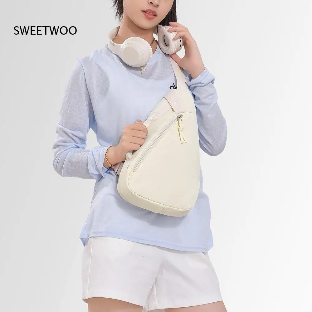 2026 Solid Nylon Chest Sling Bag Unisex Multi Pastel Color Lightweight Outdoor Running Cycling Street Travel Storage Purse
