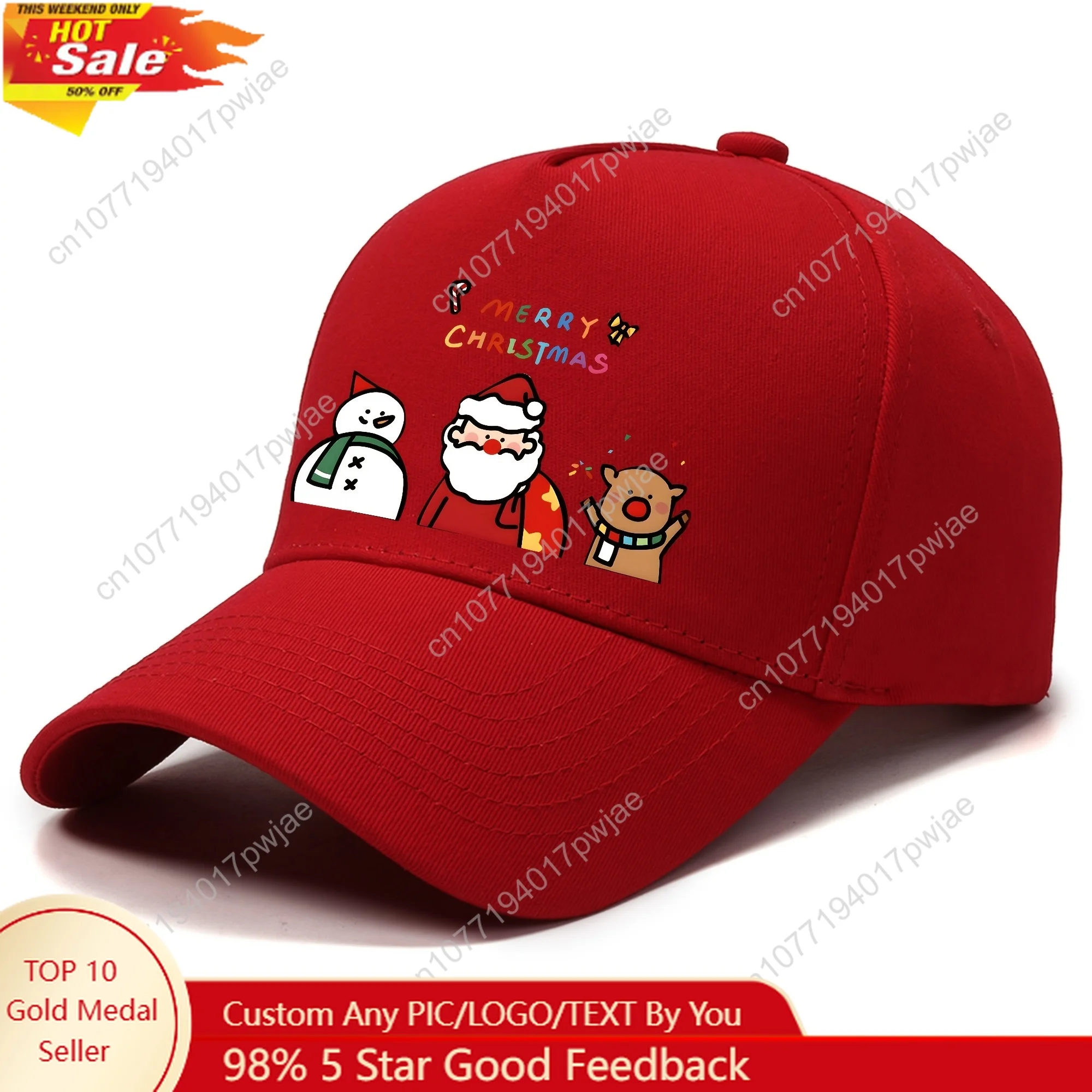 [Christmas Baseball Cap] 1pc Christmas Print Polyester Baseball Cap, Adjustable Street Style Sun Protection Hat for Men, Hand Wa