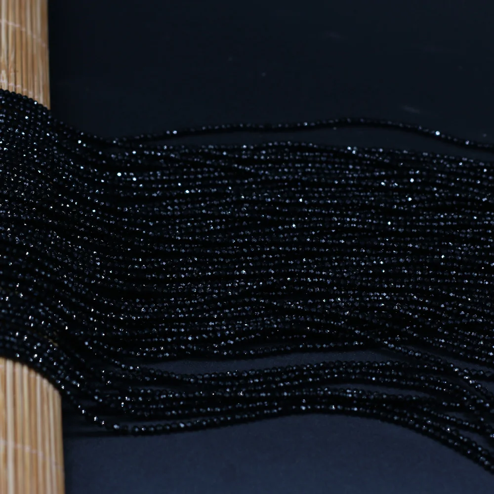 5 Piece 2mm Black Natural Stone Semi-precious Spinel Loose Beads Gift for Jewelry Making DIY Women Bracelet Necklace Accessories