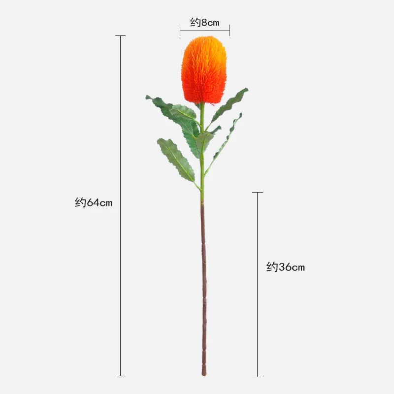 1pcs Banksia integrifolia Silicone Artificial Flower Fake Plant for Wedding Decoration  Home Garen Christmas Decoration