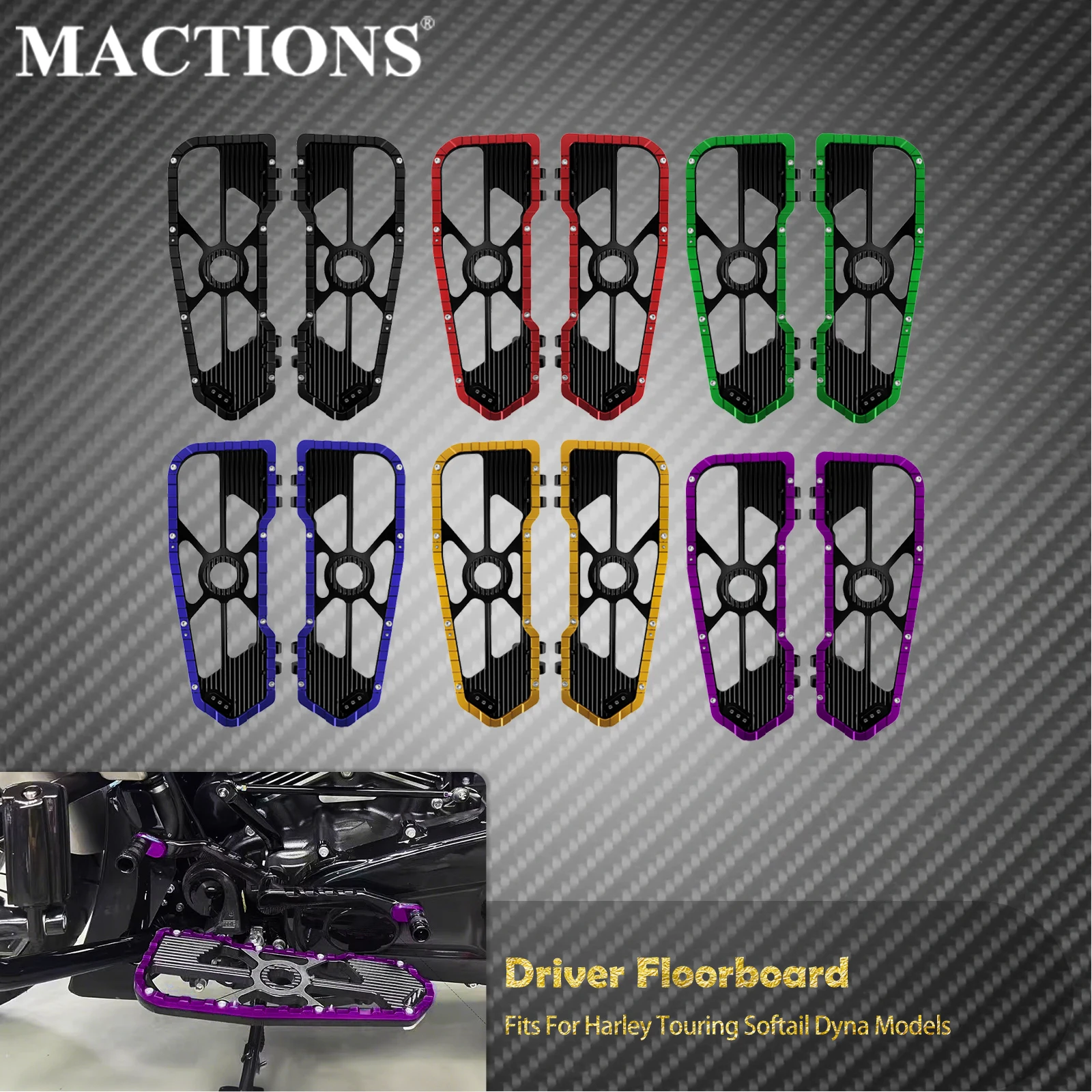 

Motorcycle Driver Floorboard Rider Footboard Footpegs For Harley Touring Softail Dyna Road King Street Glide FLD Footrest Pedal