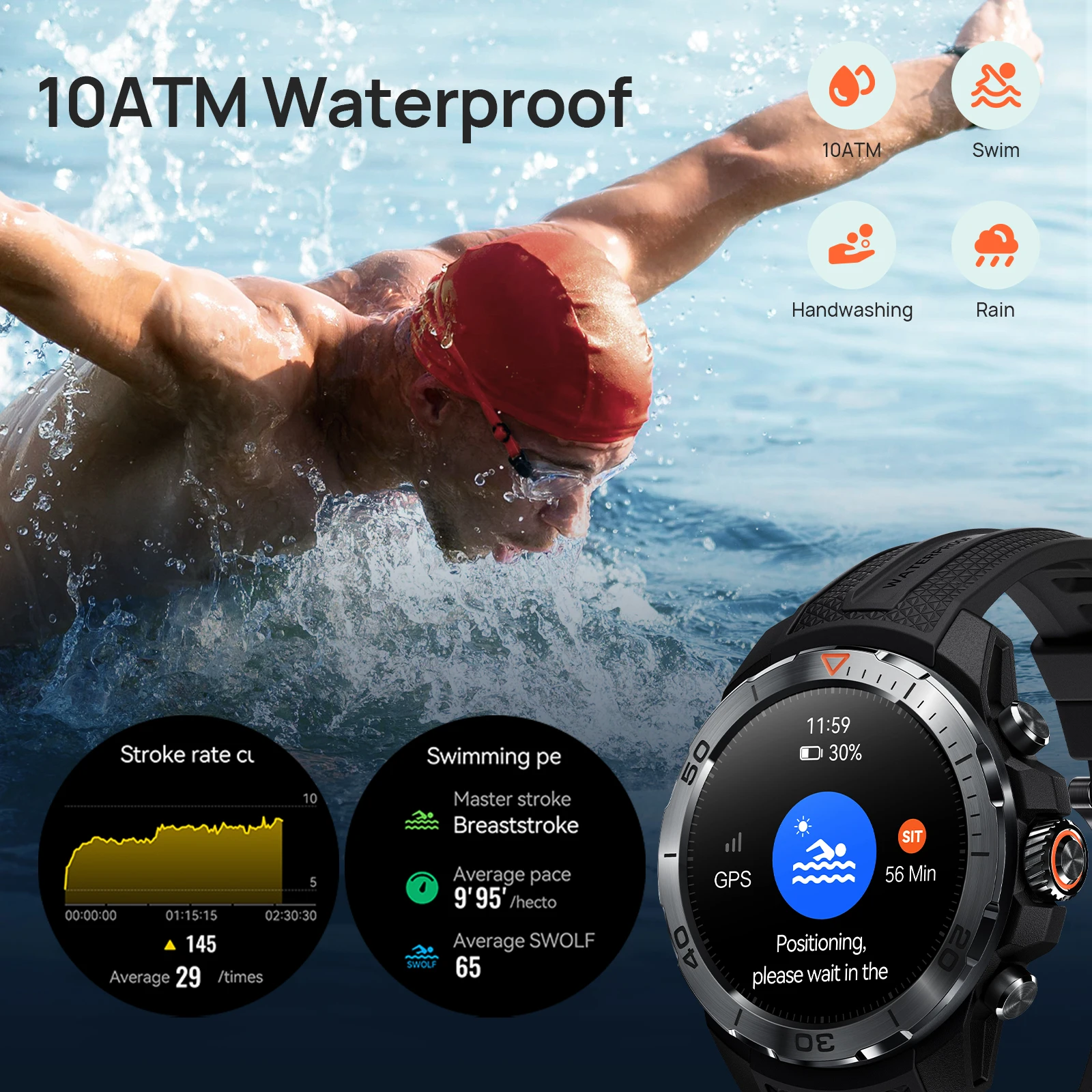 Mibro GS Explorer Smartwatch Rugged Military Grade 1.32Inch UHD Tela Altímetro Barômetro Compass GPS Posicionamento 10ATM Impermeável Longo Standby 150 Modos Esportivos Relógio Inteligente para Homens