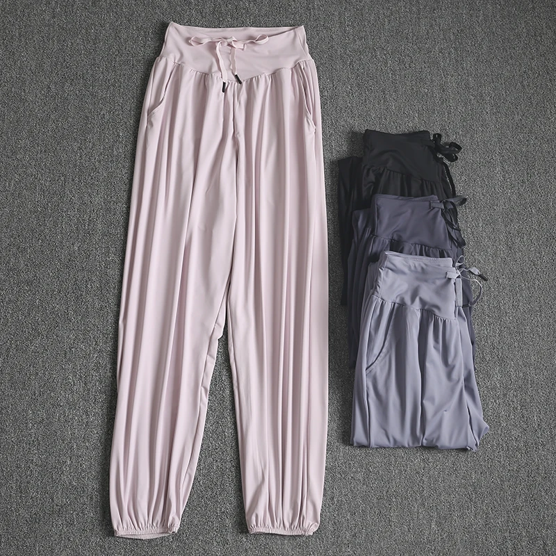 Spring Summer Thin Loose Yoga Pants High Waist Cuffed Sports Long Pants Women Running Sweatpants Casual Training Fitness Trou...