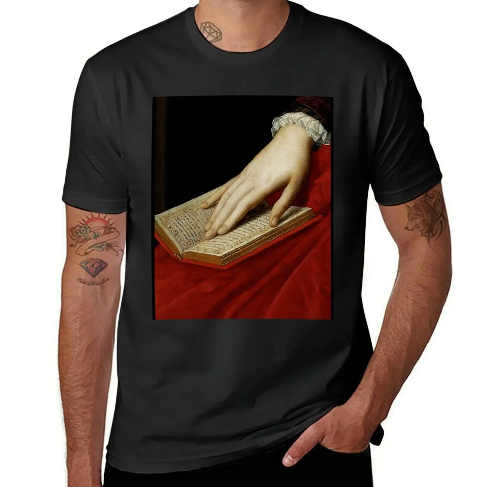 

Renaissance old master cropped image, hand on book T-Shirt tees luxury clothing labubu cute clothes clothes for men