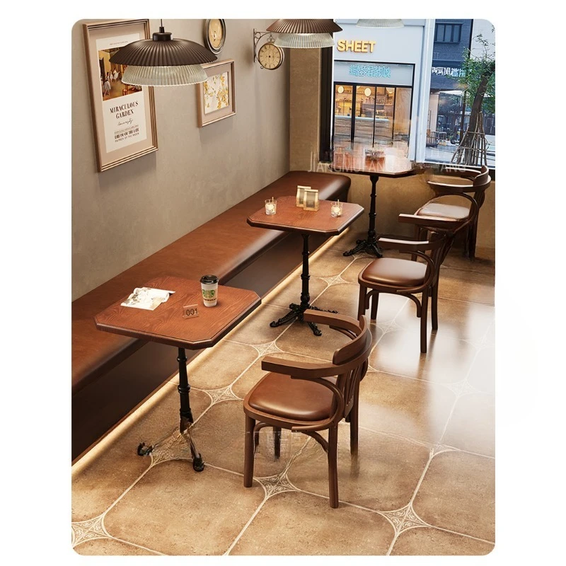 Retro cafe table and chair combination Solid wood table and chair combination