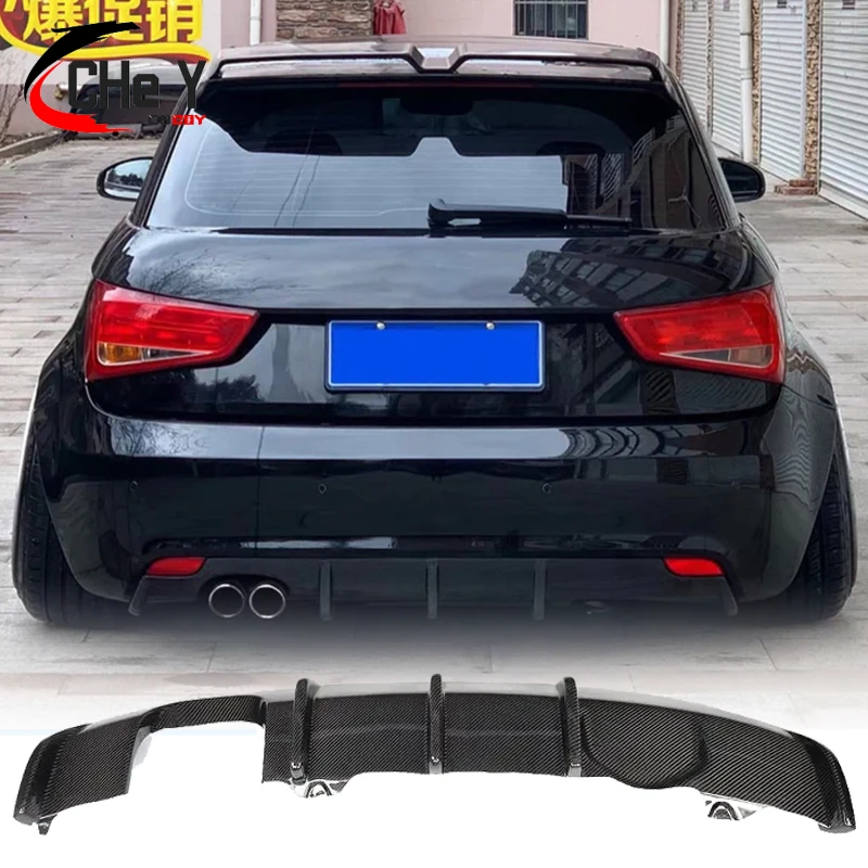 For Audi A1 Rear Lip Diffuser Real Carbon Fiber Bumper Single Side Double Output High Quality Car Body Kit 11-14