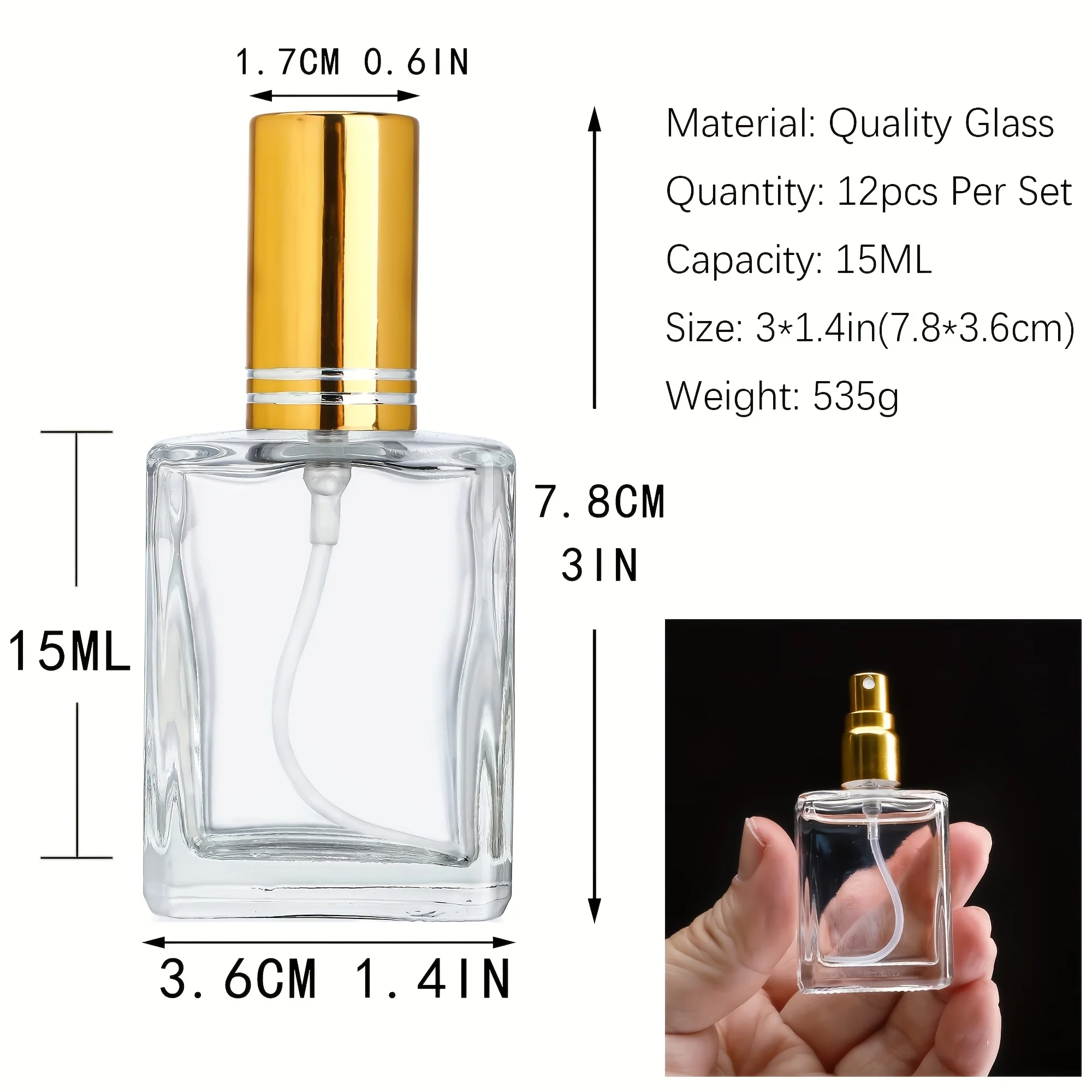 Flacon pulvérisateur de parfum transparent de 15ml, 12 pièces + 6 accessoires, comprenant 12 flacons, 3 entonnoirs et 3 sous-emballage d'artefacts